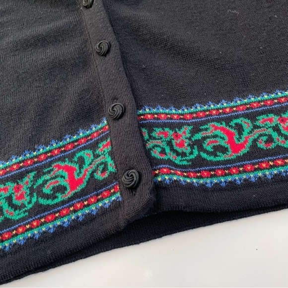 VINTAGE Pendleton 100% Virgin Wool Cardigan Sweater in Black Size Medium Tall - Picture 6 of 8